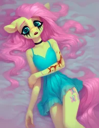 Size: 896x1152 | Tagged: semi-grimdark, ai content, derpibooru import, machine learning generated, prompter:kopaleo, stable diffusion, anthro, blood, clothes, dress, generator:pony diffusion v6 xl, image, png, self harm