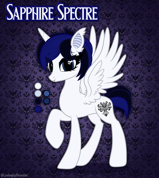 Size: 2000x2240 | Tagged: safe, artist:lovinglypromise, derpibooru import, oc, oc:sapphire spectre, alicorn, pony, female, image, mare, png, reference sheet, solo