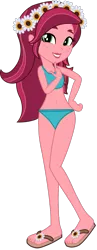 Size: 567x1456 | Tagged: safe, artist:ajosterio, derpibooru import, gloriosa daisy, belly button, bikini, clothes, image, midriff, png, sandals, simple background, solo, swimsuit, transparent background, vector