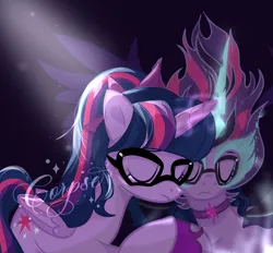 Size: 1616x1500 | Tagged: safe, artist:corpse, derpibooru import, sci-twi, twilight sparkle, ponified, pony, unicorn, equestria girls, darkness, equestria girls ponified, eyes closed, female, g4, glasses, image, mare, midnight sparkle, my little pony, png