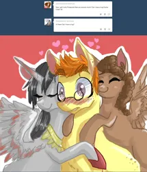 Size: 1082x1260 | Tagged: safe, artist:frostedminispooner, derpibooru import, oc, oc:nursery rhyme, oc:princess carol, unofficial characters only, pegasus, pony, ask nursery rhyme, female, glasses, image, male, mare, png, stallion