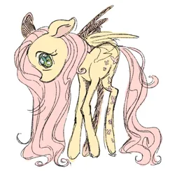 Size: 819x841 | Tagged: safe, artist:1hoorn, derpibooru import, fluttershy, pegasus, pony, alternative cutie mark placement, image, png, simple background, small wings, solo, white background, wings