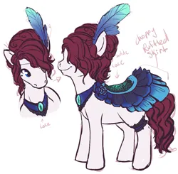 Size: 921x903 | Tagged: safe, artist:pawprintstars, derpibooru import, oc, oc:madame gateau, unofficial characters only, earth pony, pony, beauty mark, clothes, dress, feather, feather in hair, female, garter, hair over one eye, image, mare, png, reference sheet, saddle, simple background, smiling, solo, tack, white background