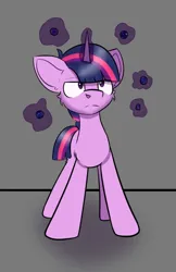 Size: 548x844 | Tagged: safe, artist:cotarsis, derpibooru import, twilight sparkle, pony, unicorn, angry, gray background, image, looking at you, magic, png, simple background, sketch, solo