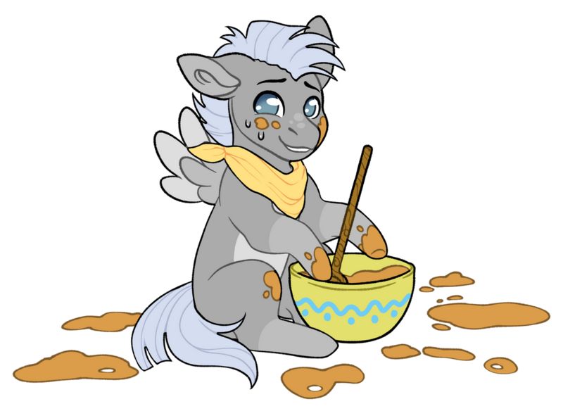 Size: 1280x934 | Tagged: safe, artist:malinraf1615, derpibooru import, chipcutter, pony, bowl, image, png, simple background, solo, transparent background, wooden spoon
