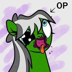 Size: 1000x1000 | Tagged: safe, artist:scandianon, derpibooru import, oc, oc:anonfilly, pony, crayon, derp, eating, female, filly, foal, image, open mouth, png, retarded, tongue out