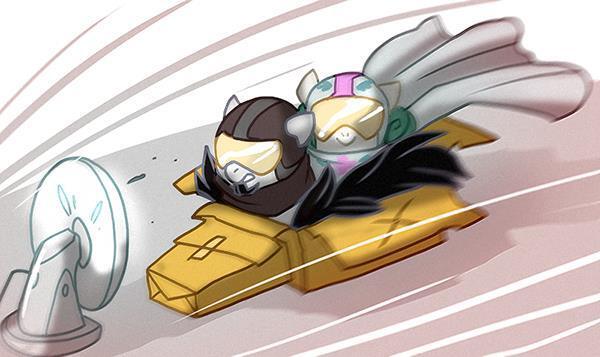 Size: 600x357 | Tagged: safe, derpibooru import, oc, oc:nurse nimble, oc:thegamercolt, anthro, box, cardboard box, chibi, fan, helmet, image, jpeg