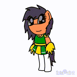 Size: 720x720 | Tagged: safe, artist:foxfer64_yt, derpibooru import, oc, oc:robertapuddin, unofficial characters only, earth pony, pony, animated, cheerleader, cheerleader outfit, clothes, gif, image, one eye closed, simple background, smiling, spinning, white background, wink