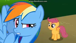 Size: 1176x664 | Tagged: safe, derpibooru import, screencap, rainbow dash, scootaloo, pony, the mysterious mare do well, duo, duo female, female, image, jpeg, watermark