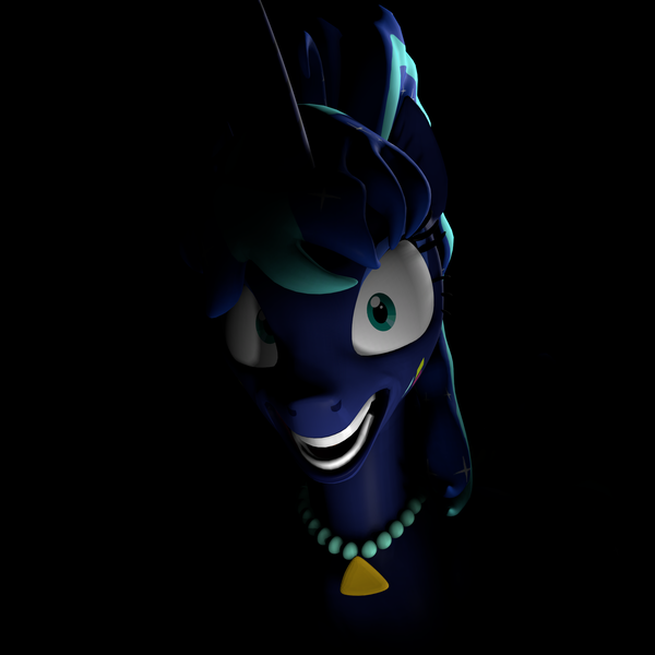 Size: 2160x2160 | Tagged: safe, artist:mlpisthebestshow36, derpibooru import, princess luna, alicorn, 3d, 80s hair, 80s princess luna, bust, crazy eyes, g4, image, insanity, jewelry, looking at you, necklace, png, ponytail, smiling, smiling at you, solo, source filmmaker, teeth
