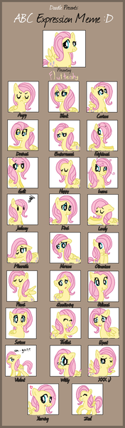 Size: 740x2525 | Tagged: safe, artist:tiger-puppy, fluttershy, pegasus, pony, angry, expression meme, eyes closed, facial expressions, female, glasses, heart, image, looking at you, mare, png, solo, winking at you