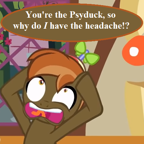 Size: 472x472 | Tagged: safe, artist:jan, derpibooru import, editor:korora, button mash, button's adventures, hat, headache, image, op is a duck (reaction image), png, pokémon, propeller hat, reaction image