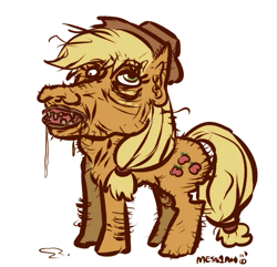 Size: 507x489 | Tagged: safe, derpibooru import, applejack, drawing, gif, image, ugly