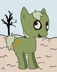 Size: 464x586 | Tagged: safe, artist:tiger-puppy, ponified, earth pony, pony, crossover, dead tree, image, looking up, male, png, salad fingers, short tail, sky, smiling, solo, tree