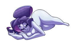 Size: 1061x649 | Tagged: suggestive, artist:bigdad, derpibooru import, rarity, equestria girls, barefoot, bedroom eyes, big breasts, breasts, busty rarity, cleavage, complete nudity, feet, female, g4, image, looking at you, lying down, nudity, png, pony coloring, side, simple background, smiling, smiling at you, solo, solo female, thighs, thunder thighs, transparent background, wide hips
