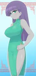 Size: 2614x5500 | Tagged: safe, alternate version, artist:batipin, derpibooru import, maud pie, human, equestria girls, breasts, busty maud pie, chinese dress, clothes, dress, female, g4, image, multiple variants, png, solo