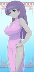 Size: 2614x5500 | Tagged: safe, alternate version, artist:batipin, derpibooru import, maud pie, human, equestria girls, breasts, busty maud pie, chinese dress, clothes, dress, female, g4, image, multiple variants, png, solo