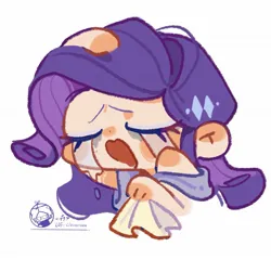 Size: 1655x1583 | Tagged: safe, artist:cloverieee, derpibooru import, rarity, human, crying, eyes closed, handkerchief, humanized, image, jpeg, open mouth, simple background, solo, white background