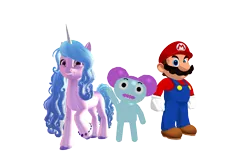 Size: 1920x1200 | Tagged: safe, artist:puzzlshield2, derpibooru import, izzy moonbow, pony, g5, 3d, 3d render, crossover, derpibooru exclusive, image, mario, mmd, pibby, png, render, smg4, super mario bros.