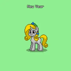 Size: 391x387 | Tagged: safe, derpibooru import, oc, oc:new year, unofficial characters only, pony, unicorn, pony town, 2024, crown, ear piercing, earring, glass, gold mane, gold tail, green background, happy new year, holiday, holiday pony, horn, image, jewelry, new year, new years eve, piercing, png, regalia, silver fur, simple background, unicorn oc