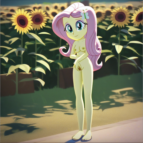 Size: 1430x1428 | Tagged: explicit, ai content, machine learning generated, stable diffusion, fluttershy, human, equestria girls, beckoning, breasts, busty fluttershy, exhibitionism, flirty, horny, image, inviting, masturbation, nudist fluttershy, nudity, open field, outdoor masturbation, png, practitioner of naturism, seductive pose, sexy, show accurate, show accurate porn, smiling, solo, standing, sunbathing, sunflower