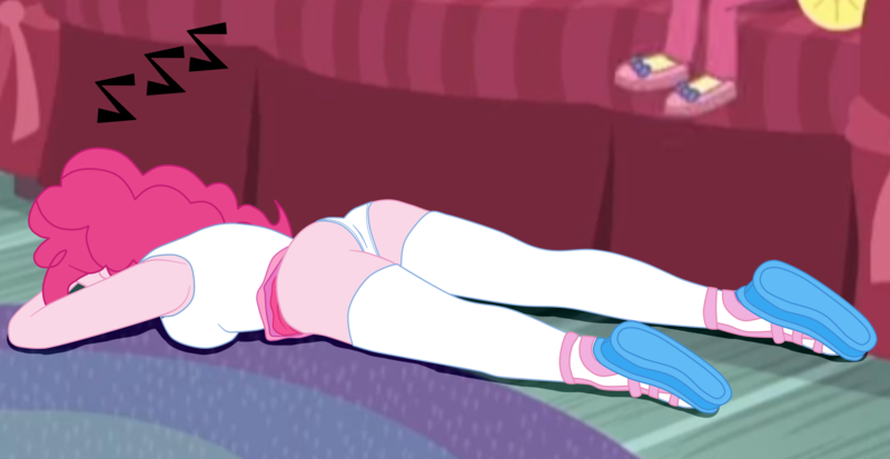 Size: 5160x2665 | Tagged: suggestive, artist:gmaplay, derpibooru import, lily pad (equestria girls), pinkie pie, equestria girls, equestria girls series, pinkie sitting, ass, ass up, balloonbutt, breasts, butt, clothes, face down ass up, female, image, lily pad (g4), lilypad, lilypie, panties, png, sleeping, sleepy, solo, thong, tights, tired, underwear, white underwear