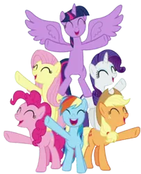 Size: 2050x2520 | Tagged: safe, derpibooru import, edit, edited screencap, editor:homersimpson1983, screencap, applejack, fluttershy, pinkie pie, rainbow dash, rarity, twilight sparkle, twilight sparkle (alicorn), alicorn, earth pony, pegasus, pony, unicorn, background removed, female, image, mane six, not a vector, png, simple background, transparent background