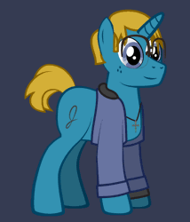 Size: 480x560 | Tagged: safe, artist:j-yoshi64, derpibooru import, oc, oc:j-pony64, ponified, unofficial characters only, human, pony, unicorn, animated, blonde hair, blue coat, clothes, cross, cross necklace, denim, denim jacket, front view, gif, glasses, hood, human in equestria, image, jacket, jewelry, long sleeves, male, necklace, rotation, self insert, show accurate, side view, simple background, solo, spinning, stallion, three quarter view, transparent background, turnaround, vector, watch, wristwatch, you spin me right round