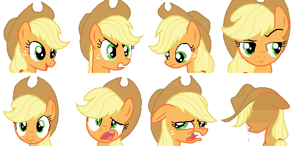 Size: 576x288 | Tagged: safe, artist:scootaloormayfly, derpibooru import, earth pony, pony, angry, cigarette, confused, eyebrows, face, faic, floppy ears, g4, image, looking at you, looking down, pixel art, png, raised eyebrow, rpg maker, simple background, smiling, smiling at you, smoking, sprite, sprite sheet, transparent background