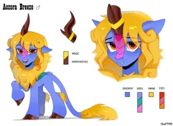 Size: 2600x1900 | Tagged: safe, alternate version, artist:zlatavector, derpibooru import, oc, oc:aozora breeze, unofficial characters only, kirin, pony, bust, commission, image, kirin oc, looking at you, male, png, reference sheet, smiling, solo, stallion