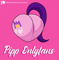 Size: 1974x1988 | Tagged: suggestive, artist:zendora, pipp petals, pegasus, pony, g5, advertisement, cutie mark, female, heart butt, image, onlyfans, patreon, pipp butt, png, simple background, solo, tail