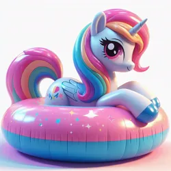 Size: 1024x1024 | Tagged: safe, ai content, anonymous prompter, derpibooru import, machine learning generated, inflatable pony, image, inflatable, inflatable toy, jpeg, not rainbow dash