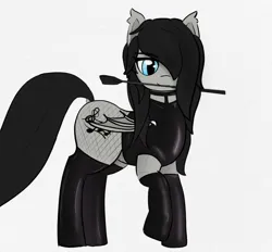 Size: 2151x2000 | Tagged: suggestive, artist:boggy, derpibooru import, oc, oc:boggy, unofficial characters only, bat, bat pony, pony, clothes, female, image, latex, looking at you, mare, png, riding crop, simple background, socks, solo, white background
