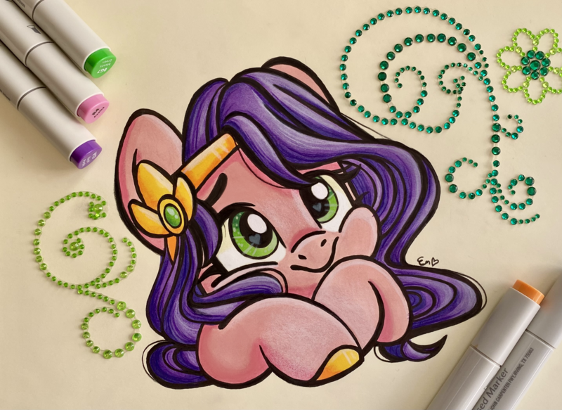 Size: 2866x2087 | Tagged: safe, artist:emberslament, derpibooru import, pipp petals, pegasus, pony, g5, cute, female, happy, image, marker, marker drawing, png, traditional art
