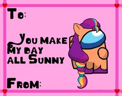 Size: 2048x1606 | Tagged: safe, artist:josephthedumbimpostor, derpibooru import, sunny starscout, g5, among us, holiday, image, png, valentine's day, valentine's day card