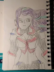 Size: 828x1104 | Tagged: safe, artist:infinitydragon900, derpibooru import, starlight glimmer, equestria girls, azure striker gunvolt, copen, image, jpeg, traditional art