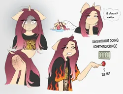 Size: 2048x1564 | Tagged: safe, artist:katputze, derpibooru import, oc, oc:crimson sunset, unofficial characters only, anthro, pony, unicorn, blanket, blushing, button, clothes, covering face, crying, eye clipping through hair, eyebrows, eyebrows visible through hair, female, gritted teeth, hand on chin, image, jacket, jpeg, mare, simple background, solo, teeth, thought bubble, white background