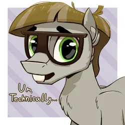 Size: 1080x1080 | Tagged: safe, artist:candy meow, derpibooru import, mudbriar, ponified, earth pony, pony, abstract background, actually, glasses, image, male, meme, nerd, png, ponified meme, solo, stallion, technically