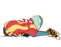 Size: 6500x5000 | Tagged: safe, derpibooru import, sunset shimmer, equestria girls, clothes, emotions, hair, headphones, image, png, shoes, sneakers, vector