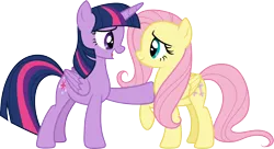 Size: 5515x3000 | Tagged: safe, artist:cloudy glow, derpibooru import, fluttershy, twilight sparkle, the hooffields and mccolts, image, png, simple background, transparent background, vector