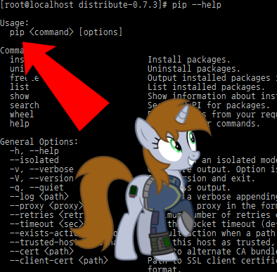 Size: 394x387 | Tagged: safe, derpibooru import, oc, oc:littlepip, pony, unicorn, fallout equestria, arrow, clothes, female, image, jumpsuit, linux, mare, name joke, png, python (language), terminal, vault suit