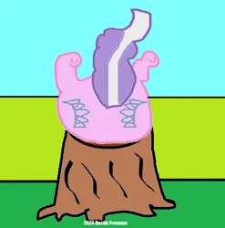 Size: 710x720 | Tagged: safe, artist:coltfan97, derpibooru import, diamond tiara, 1000 hours in ms paint, butt, diamond buttiara, image, plot, png, stuck, tree stump