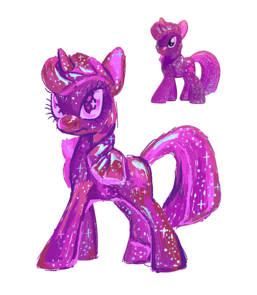 Size: 1070x1226 | Tagged: safe, artist:webkinzworldz, derpibooru import, twilight sparkle, pony, unicorn, blind bag, blind bag pony, glitter, image, png, simple background, solo, study, toy, toy interpretation, white background