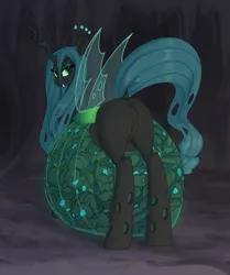 Size: 3715x4436 | Tagged: safe, artist:carnifex, derpibooru import, queen chrysalis, changeling, changeling queen, nymph, fanfic:from love to changelings, absurd resolution, adoracreepy, belly, big belly, bugbutt, butt, cave, cheeselegs, chrysalass, commission, creepy, cute, distressed, disturbing, dock, featureless crotch, female, fetus, frown, g4, glow, glowing belly, holes, huge belly, hyper, hyper belly, hyper pregnancy, image, impossibly large belly, looking back, mommy chrissy, png, pregnant, quadrupedal, queen pregalis, smiling, struggling, tail, tight bulge, translucent belly, transparent belly, transparent flesh, transparent wings, wings, womb with a view