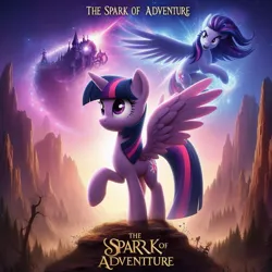Size: 1024x1024 | Tagged: safe, ai content, derpibooru import, machine learning generated, twilight sparkle, twilight sparkle (alicorn), alicorn, pony, female, generator:dall-e 3, image, jpeg, mare, movie poster