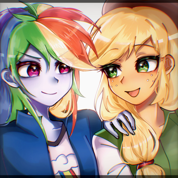 Size: 1280x1280 | Tagged: safe, artist:pulse, derpibooru import, applejack, rainbow dash, human, equestria girls, image, png