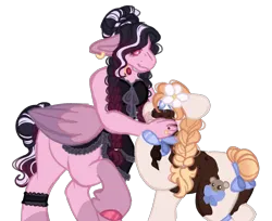Size: 2674x2187 | Tagged: safe, artist:pixiesimm, derpibooru import, oc, oc:cross to bear, oc:mystic rose, unofficial characters only, centaur, earth pony, pony, taur, ear piercing, earring, female, garter, image, jewelry, magical gay spawn, mare, offspring, parent:flash magnus, parent:lord tirek, piercing, png, simple background, transparent background