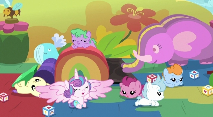 Size: 720x398 | Tagged: safe, derpibooru import, screencap, cranberry pit, cream puff, ginger tea, grape stem, princess flurry heart, stratus wind, alicorn, earth pony, pony, once upon a zeppelin, baby, baby pony, blocks, creambetes, cute, diaper, eyes closed, female, filly, flurrybetes, foal, g4, gingerbetes, grapebetes, group, image, jpeg, smiling, spread wings, tongue out, wings, zeppelin children