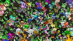 Size: 1920x1080 | Tagged: safe, derpibooru import, apple fritter, cozy glow, derpy hooves, lightning bolt, lyra heartstrings, starlight glimmer, white lightning, oc, oc:anonfilly, oc:echo, oc:kuruminha, pony, sheep, pony town, apple family member, collage, female, filly, image, lamb, png, wallpaper, wimmelbilder