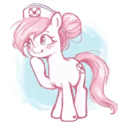 Size: 500x500 | Tagged: safe, artist:fizpup, derpibooru import, nurse redheart, earth pony, pony, cute, female, g4, hat, heartabetes, image, mare, nurse hat, png, smiling, solo, tail